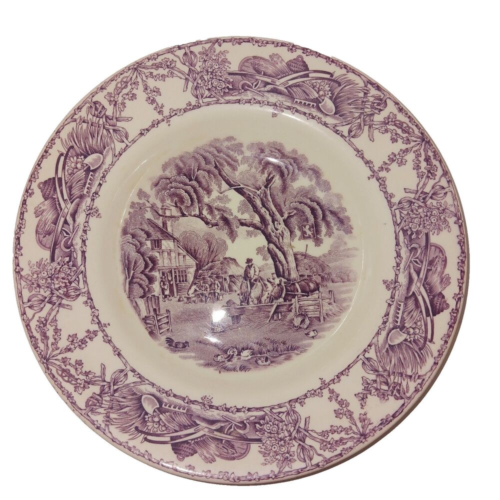 A. J. Wilkinson Ltd England Pastoral Davenport Bowls Purple Design 1840